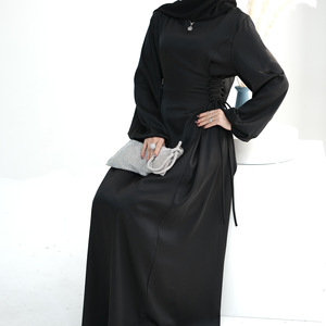 Ultimo Modello di Abito Casual da Donna in Raso, Manica Lunga, Abbigliamento Islamico Arabo del Medio Oriente, Abbigliamento Modesto Musulmano, Abaya 2025 - Product Image 3
