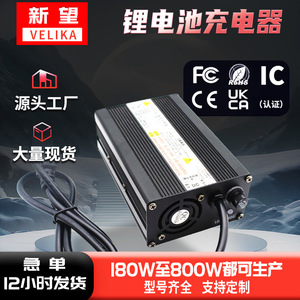 Cargador de batería de litio, salida de CC de 12,6 V y 15A para coche eléctrico con protección contra sobrecarga, cargador enchufable con carcasa de aluminio - Product Image 3