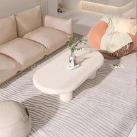 Table basse en bois blanc crème ovale Table à thé incurvée Meubles de maison