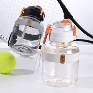 Botella de agua Big Belly de 1000ml con pajita, botella deportiva de plástico portátil de gran capacidad, sin BPA, para niños, escuela, gimnasio - Product Image 2
