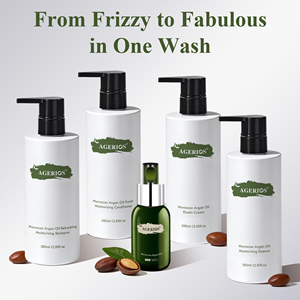 Set de Cuidado Capilar con Aceite de Argán <span class=keywords><strong>Natural</strong></span> al por Mayor: Champú, Acondicionador, Crema para Rizos, Sérum Hidratante y Aceite Capilar para Cabello Seco y Dañado - Product Image 1