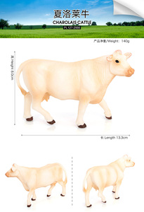 Figuras de Animales de PVC Sólido al por Mayor, Modelo de Estatua de Simulación, Figuras de Vaca Charolaise, Juguetes de Animales - Product Image 6