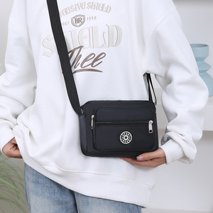 Crossbody <b>Bag</b> Multi-layer Storage Zipper Closure Horizontal Square Portable Women's Chest <b>Bag</b> Dark Purple - Product Image 2