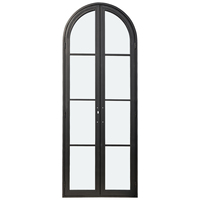 Puerta Interior de Diseño Francés Personalizada, Acero Arqueado con Acabado en Hierro, Ventanas Abatibles Negras con Acristalamiento Personalizado a Prueba de Agua