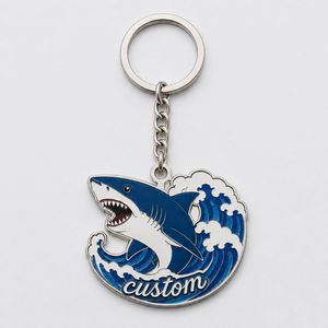 Llaveros de Metal con Diseño de Tiburón, Personalizados al por Mayor, de Alta Calidad, Estilo Oceánico, Impresión UV, Recuerdo de Fiesta en la Playa - Product Image 2
