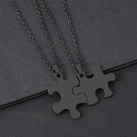 Collier en acier inoxydable Ywyougang avec pendentif en forme de pièce de puzzle et chaîne de perles, personnalisable par gravure, multicolore pour couples et cadeaux