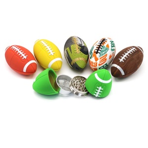 Rugby shaped creative metal cigarette grinder, personalized sports style, convenient and durable four layer spice grinder - Product Image 3