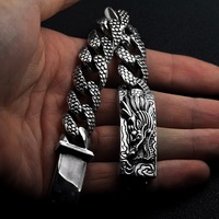 Bracelet à breloque tête de dragon en argent sterling 925 de haute qualité, bijoux L&L Signature, unisexe, style rétro hip-hop, cadeau personnalisé