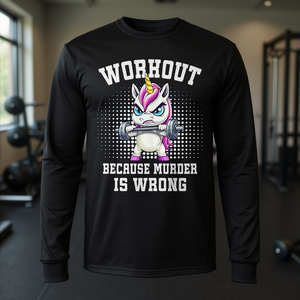 T-shirt à manches longues Workout Unicorn, design Powerlifting, chemise de motivation amusante pour la salle de sport - Product Image 3