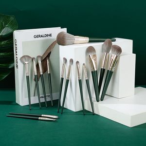 Cangzhou ชุดแปรงทาอายแชโดว์สีเขียว14ชิ้น, แปรงทาลงรองพื้นแปรงปัดแก้มแปรงทาแป้งเครื่องมือแต่งหน้า - Product Image 6