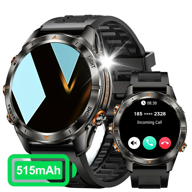 Swimming Waterproof KT80 Men Smart Sports Watch Flashlight BT Calling Wrist Band Fitness Tracker Smartwatch with Large Battery