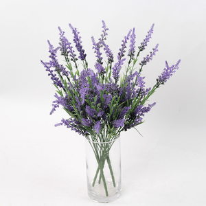 卸売21束人工ラベンダー造花プラスチック植物、家庭用、結婚式、庭、ポーチ、窓辺、屋外の花DIY用 - Product Image 1