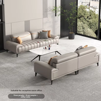 Vente directe d'usine, canapé de bureau et table basse en cuir PU moderne et durable de style nordique pour les petites zones de réception et les hôtels