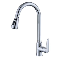 Vente en gros de robinet extractible en laiton chromé mélangeur d'évier à trois fonctions robinets de cuisine pour mitigeur d'eau chaude et froide