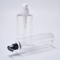 Bouteille en plastique PET vide de 500 ml, transparente, ronde, pour cosmétiques, avec étiquette personnalisée, vaporisateur de gel, pompe à lotion, couvercle à vis