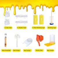 1 Ensemble d'accessoires d'apiculture en acier inoxydable : fumoir, brosse, gants, grattoir, couteau à miel, pince
