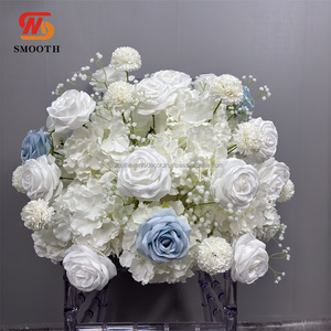 Centros de Mesa OEM SMOOTH para Bodas, Bolas de Flores Artificiales de Rosa, Adorno de Rosas Blancas y Azules Babybreath - Product Image 4