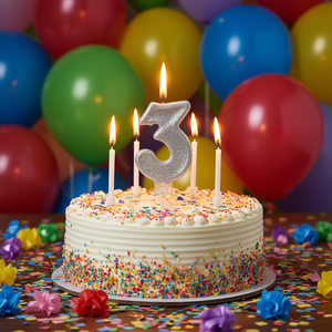 Party Love <b>Candle</b> Number 3 Silver Glitter 6Cm Birthday Cake Decor - Product Image 3