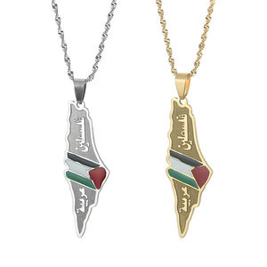 Fashion Jewelry Stainless Steel 18K Gold Map <b>Necklace</b> Palestine Fashion Pendant <b>Necklaces</b> for Women <b>Men</b> - Product Image 1