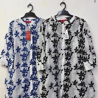 Lots de surplus de stock – Blouse brodée en polyester à manches courtes style chinois pour femme grande taille