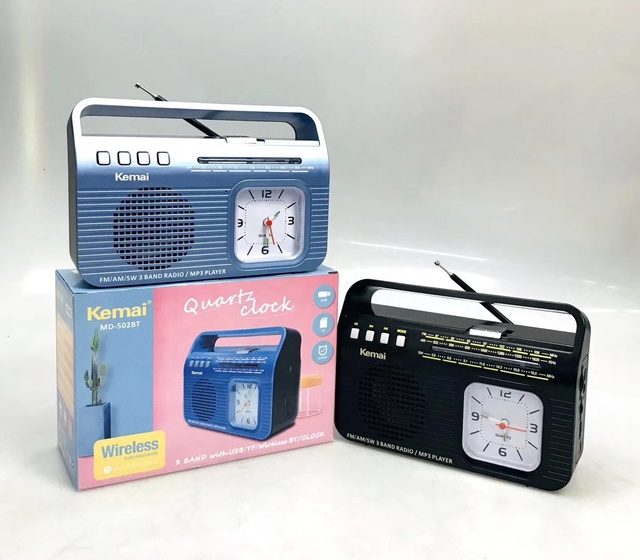 KEMAI MD502BT 2020 New Portable Radio With Quarta Clock Hot Sale Handheld Usb Blue Tooth Radio
