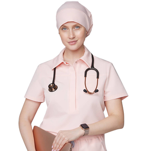 Gorro de enfermera Bouffant de tela tejida Premium Comfort YH para profesionales médicos banda elástica ajustable transpirable para cirugía - Product Image 2