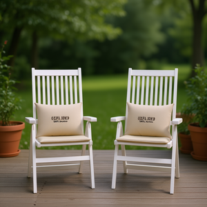 Coussins de chaise d'extérieur en tissu Oxford, beige, lot de 2, durables, amovibles, lavables, carrés, solides, pour toutes les saisons - Product Image 2