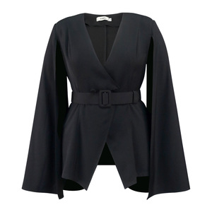 Traje de Mujer de Color Sólido con Hombreras y Manga Abierta, Estilo Oficina, Corte Largo y Elegante, Blazers y Trajes de Moda - Product Image 3