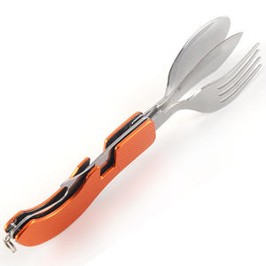 Juego de Cuchara, Tenedor y Cuchillo Plegables de Acero Inoxidable para Camping, Vajilla Multifuncional para Exteriores con Llavero - Product Image 5