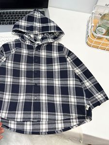 Veste à capuche printanière pour garçons 2026 – Nouvelle chemise à carreaux à manches longues tendance pour enfants – Haut de printemps stylé pour bébés - Product Image 5