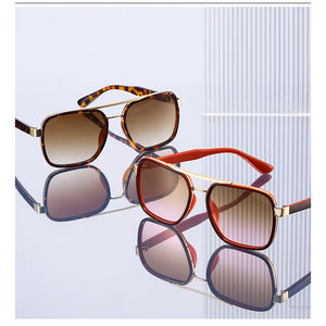 KD5240 Occhiali da Sole Retrò con Doppio Ponte, Montatura Grande, <span class=keywords><strong>Lenti</strong></span> in PC, Protezione UV400 Anti-UV, Occhiali da Pilota per Uomo e Donna - Product Image 2