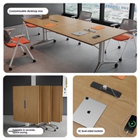 HYZ-235X Bureau de conférence pliable en L, table de formation, bureau d'étude, table à manger extensible de 240 cm, mobile et modulaire