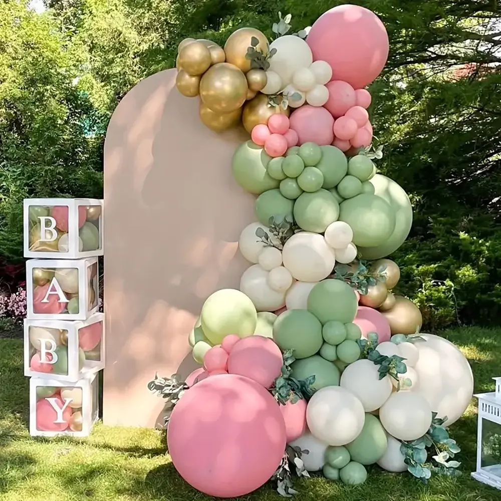 JYAO 114 piezas verde rosa tema látex globos arco guirnalda Kit para decoración de fiesta