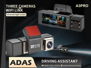 Cámara Frontal Real 2K para Auto, Cámara Trasera 1080P, Dashcam de 3 Lentes, Pantalla IPS de 3.16 Pulgadas, Caja Negra, Asistencia de Conducción ADAS, Módulo GPS Integrado - Product Image 3