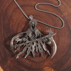 Collana da moto Punk Punk di fascia alta stile Street americano <span class=keywords><strong>falce</strong></span> di <span class=keywords><strong>morte</strong></span> infernale con catena in lega a motivo animale - Product Image 4