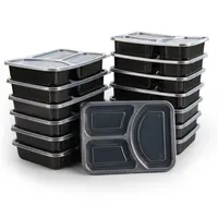 microwave safe disposable 3 compartment lunch meal prep takeaway  container tray pp plastic bento box with leakproof lid