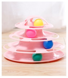 Level Roller Cat Toy Removable Training Exercise 3 Level Plastic Roller Tracks Tower Cat Ball Toy Interactive Pet Cat Toy