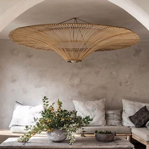 Lampada a sospensione in tessuto Vintage in Rattan per stile sud-est asiatico per soggiorno camera da letto camera da pranzo Hotel lampadari luci a sospensione - Product Image 1