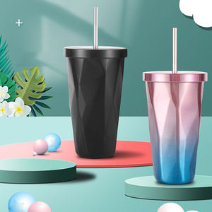 Gobelet isotherme à double paroi en acier inoxydable de 16 oz avec paille, tasse de voyage pour café - Product Image 6