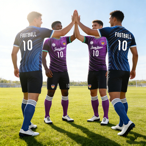 Ensembles de maillots et shorts de football respirants et anti-humidité 100 % polyester, offrant un échantillon gratuit, personnalisation du logo/numéro de l'équipe en numérique - Product Image 5