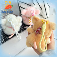 Porte-clés en peluche en coton PP ultra doux en forme de cochon, fabrication usine, en stock pour accessoire de sac