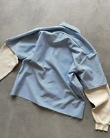 T-shirt à broderie 3d lourde Tissus mixtes Coton Surdimensionné Cropped Cropping Boxy Double couche T-shirt à manches longues pour hommes