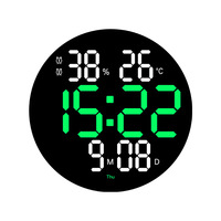 Orologio da Parete LED di Lusso con Display a Due Colori, Temperatura, Umidità, Calendario, Grande Schermo, Timer e Sveglia Digitale