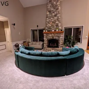 Modern custom color semi-circular living room combination sleeper furniture curved fabric sofa cover