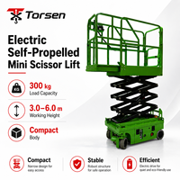 Plateforme élévatrice à ciseaux entièrement électrique Torsen FSJY3 YZ Mini avec direction assistée hydraulique, hauteur maximale de 4,8 m, jambes pliables