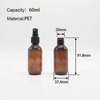 Flacon pulvérisateur en plastique PET de 60 ml et 100 ml pour cosmétiques, parfums, soins de la peau et médicaments, avec pulvérisateur