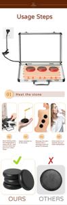 Ensemble de massage aux pierres chaudes électriques portables en basalte noir naturel de 18 pièces pour soulager les douleurs musculaires, améliorer la circulation, spa à domicile - Product Image 4