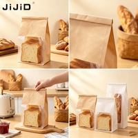 Sacs à pain en papier kraft JIJID avec fenêtre transparente, sacs d'emballage alimentaire pour boulangerie, biscuits, snacks, sacs de rangement de qualité alimentaire
