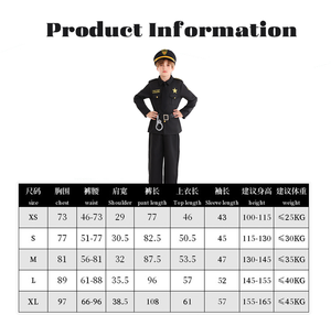 Costume d'Halloween pour enfants, tenue de policier <span class=keywords><strong>noir</strong></span>, déguisement de jeu de rôle, pour fêtes et spectacles, fête de carnaval pour garçons - Product Image 6