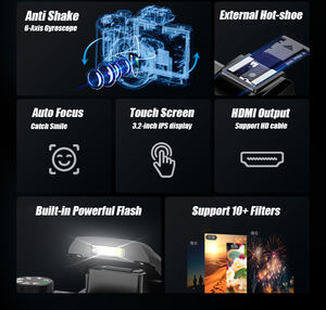 กล้องวินเทจสไตล์มืออาชีพ ซูมออปติคอล โฟกัสอัตโนมัติ วิดีโอ 5K UHD สำหรับวิดีโอบล็อก กล้องเลนส์คู่ ไฟแฟลช กล้อง 5K - Product Image 4